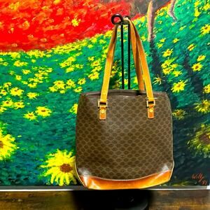 Celine Canvas Shoulder Bag Leather Strap Original Made in Italy W/COA